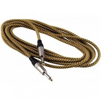Rockcable 3m Straight Instrument Cable with Gold Tweed Vintage Finish