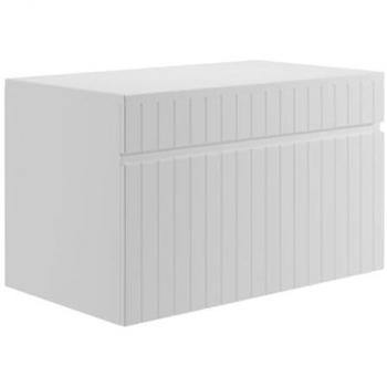 Mueble bajo lavabo suspendido rayado blanco con encimera - 80 cm - SATARA