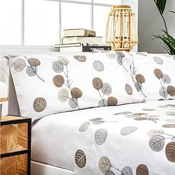 Juego de sábanas HONDARRIBIA 100% Algodón Orgánico Gris para Cama de 180 x 190/200 - Incluye Sábana Encimera, Sábana Bajera Ajustable y Fundas