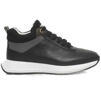 Cerruti 1881 Black Cow Leather Platform Sneakers for Women, Size 7 US