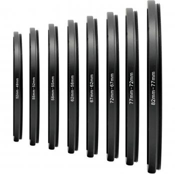 Belmalia Juego de 8 Anillos Step-Down, Adaptador de Filtro de Objetivo: 82mm 77mm 72mm 67mm 62mm 58mm 55mm 52mm 49mm