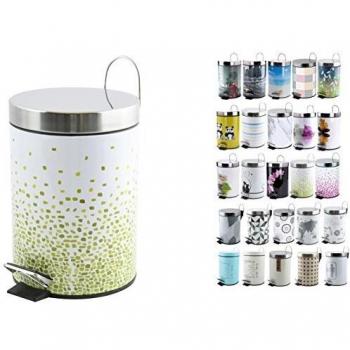MSV Brest Cubo de Basura con Pedal 3 L, Acero Inoxidable, Verde, 25 x 17 cm
