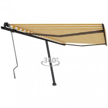 Toldo de pie manual retráctil Día y Noche 400x350 cm amarillo y blanco