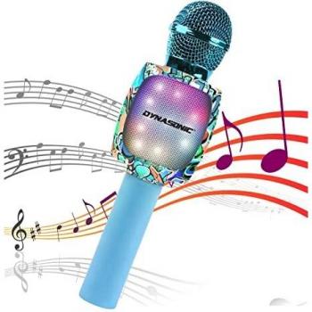 DYNASONIC Micrófono Karaoke Bluetooth, Juguetes para niños y niña Microfono Inalámbrico Karaoke Portátil con Luces LED para Niños, Regalos Originales niños