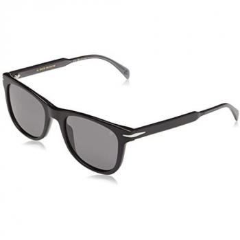 David Beckham DB 1113/S Unisex Black Sunglasses with Acetate Frame, Rectangular Shape, Size 52 MM