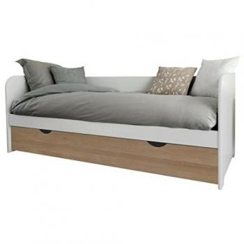 Cama nido juvenil de madera con 2 colchones 80x190 cm blanco y madera