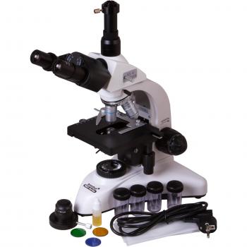 Microscopio trinocular Levenhuk MED 25T, óptica de alta calidad, iluminación LED, aumentos de 40x a 1000x, cabezal trinocular rotatorio 360 grados, platina mecánica con