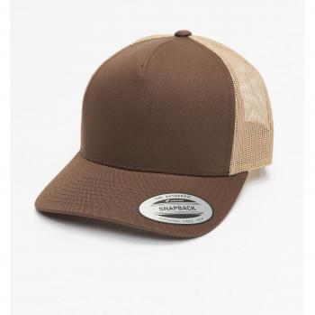 Flexfit 5-Panel Retro Trucker Cap - Brown/Khaki, Adjustable