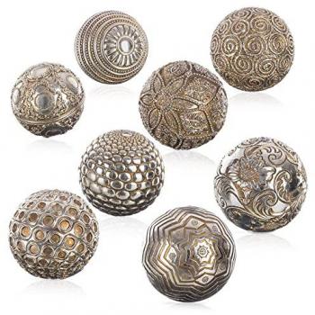 Bolas Decorativas Plateadas de Resina 10 x 10 x 10 cm (8 Unidades)