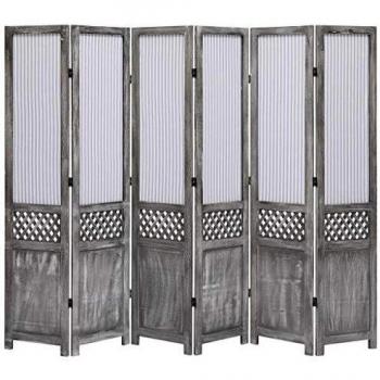 vidaXL 6 Paneles, Gris, 210 x 165 cm, Tela