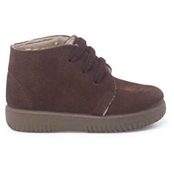 Botas de Serraje para Niños con Cordones Intercambiables y Costuras de Colores - Talla 26 Color Marrón