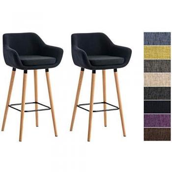 Set de 2 Taburetes Grant con revestimiento de tela negro, diseño moderno, estructura resistente, altura adecuada para barras y mesas altas, fácil de limpiar