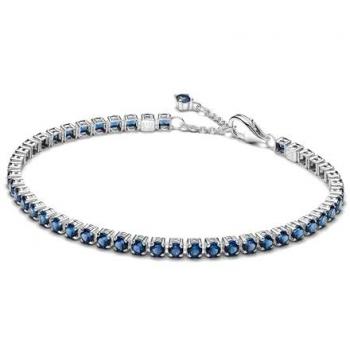 Brazalete Tenis Plata de Ley Azul Brillante - 16 cm