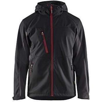 Blaklader Softshell Work Jacket with Hood, Waterproof, Red/Black, XXXL
