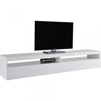 Mueble de TV moderno 200 cm con 4 compartimentos y 2 puertas en blanco brillante Burrata