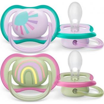 Philips Avent Ultra Air Chupetes para Niña de 0-6 Meses, Paquete de 2 Unidades