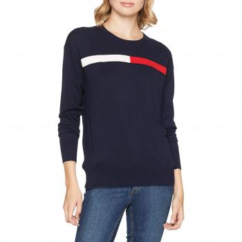 Tommy Hilfiger Tacee C-nk Flag Swtr, suéter para Mujer, Azul
