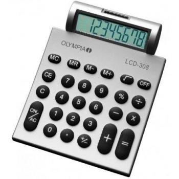 Calculadora de Sobremesa Olympia LCD 308 Plata, 8 Dígitos, con Soporte y Energía Solar