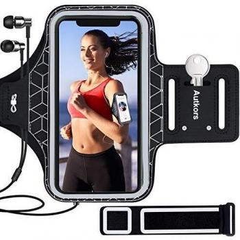 Autkors Brazalete Deportivo para Correr 6.1 Pulgadas, Ajustable Brazalete Movil Deportivo con Banda Reflectante Prueba de Sudor Ideal para iPhone 12/12 Pro/11 Pro/Phone XS, Xiaomi, Huawei