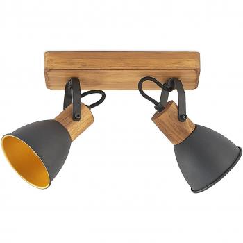 Foco empotrado Lindby Merela, madera, negro, 2 luces (E14), para salón y comedor
