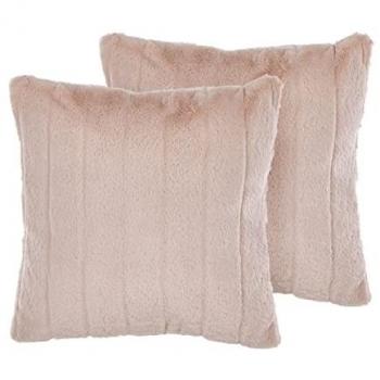 Set de 2 Cojines Decorativos Rosa Claro de Poliéster 45 x 45 cm con Cierre Embossed y Textura Furry