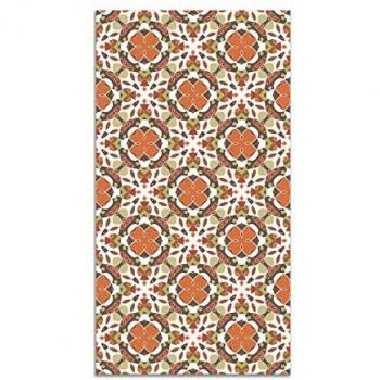 Alfombra Vinílica Hidráulico Oriental Mosaico Naranja 300x200 cm - Antideslizante e Ignífuga para Cocina y Salón