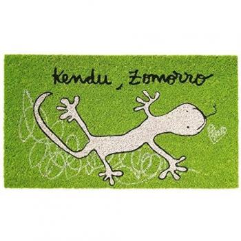 Laroom Felpudo diseño Kendu, Zomorro, Jute & Base Antideslizante, Verde, 40 x 70 cm