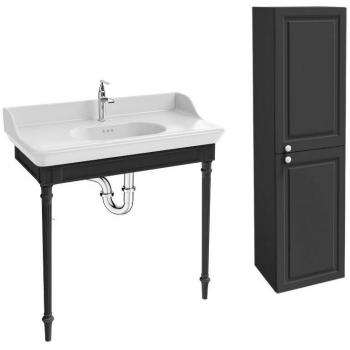 Consola Cléo 1889 con encimera, columna recta, grifo lavabo cromado y sifón cromado - Jacob Delafon