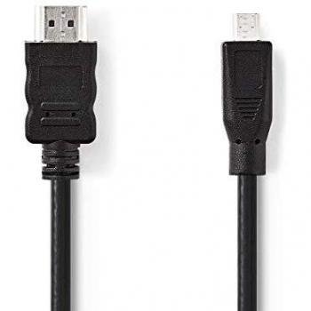 High Speed HDMI™ Cable with Ethernet, 4K@30Hz, 10.2 Gbps, 2m, Black, HDMI to Micro Connector