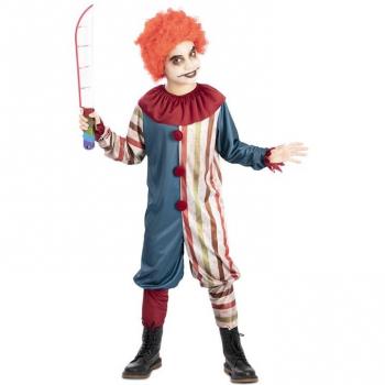 Disfraz de Payaso Macabro Vintage para niño con diseño clásico, colores oscuros, detalles desgastados, incluye máscara y accesorios