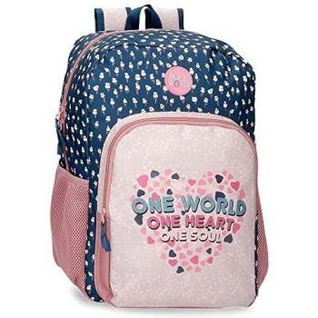 Roll Road One World Mochila Escolar Adaptable a Carro Rosa 30x40x13 cms Poliéster 15,6L
