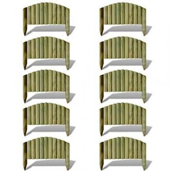 vidaXL 10x Vallas de Borde de Jardín Arqueado de Madera de Pino Impregnada 55 cm