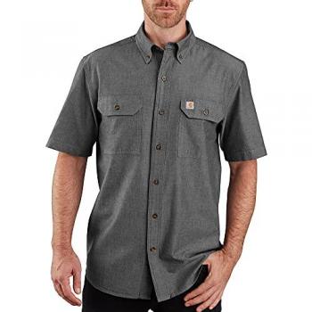 Camisa de manga corta Carhartt Loose Fit Midweight Chambray para hombres - Negro Gris (S)