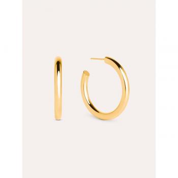 Pendientes aro Tube Singularu - Elegantes pendientes de aro en latón bañados en oro de 18kt