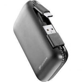 Powerbank USB-C 5000mAh Cellular Line con Cables Integrados - Negro