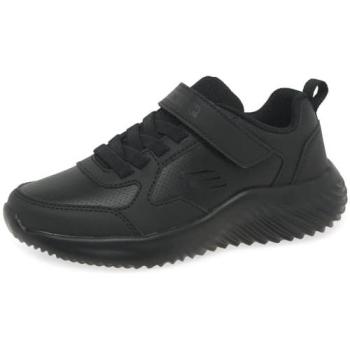 Zapatillas escolares Skechers Bounder Power Study negras, ligeras y lavables, con cierre de tira adherente y elásticos, talla 38