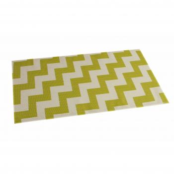 Stor Planet Alfombra Reversible Diseño Zigzag, PVC, Crudo / Lima, 60 x 90 cm