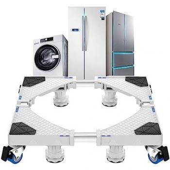 Pedestal para Lavadora Kella Ajustable con 4 Ruedas y 4 Patas de Acero Inoxidable y Plástico - Blanco