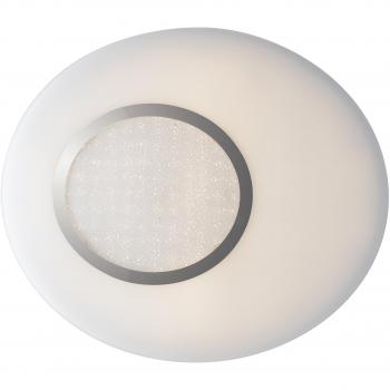 Plafonnier LED intégré Gioia en verre et métal blanc avec 1 ampoule, dimensions 51.8x60x6 cm, 3140/3200lm, incluant un mando a distancia CCT WiFi