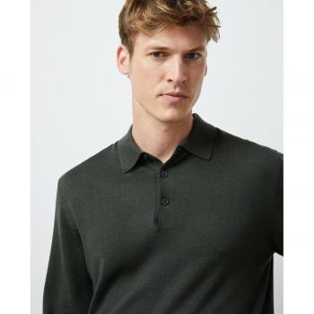 Jersey 100% lana merino lavable de hombre cuello polo liso Dustin