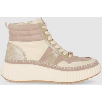 Zapatillas deportivas de mujer con suela de plataforma y cierre de cordones Chika10, Botines con Plataforma CHK10 Mow 02 para Mujer – Botines Casual en Color Camel y Beige – Botín con Cordones y Crem