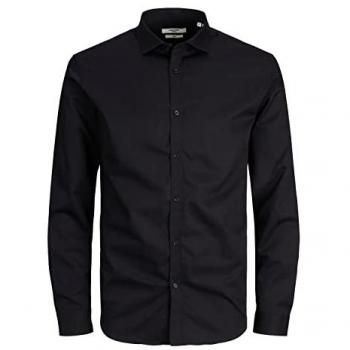 Camisa de Manga Larga Jack & Jones Blacardiff Talla Grande 4XL Fit Holgado Color Negro