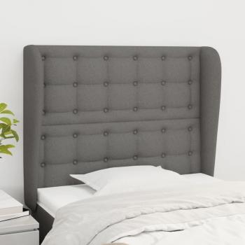 Cabecero con orejas de tela gris oscuro 93x23x118/128 cm vidaXL