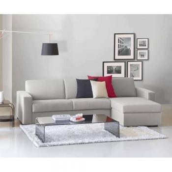 Sofá Rinconero Debora 100% Made in Italy con Península Contenedor Reversible y Reposabrazos Delgados, Tela Acolchada, 260x95x90 cm, Color Gris
