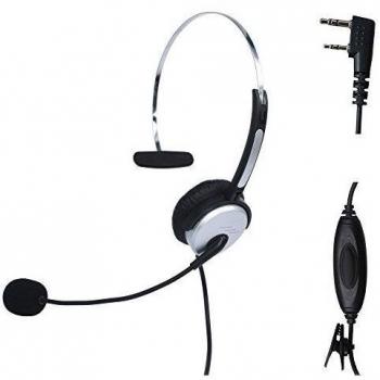 Bingle Overhead Auriculares para Kenwood con diadema ajustable Micrófono PTT Auricular Auricular cancelación de ruido 2 Pin para HYT Kenwood Baofeng UV-5R PUXING Wouxun Quansheng 2 Way Radio