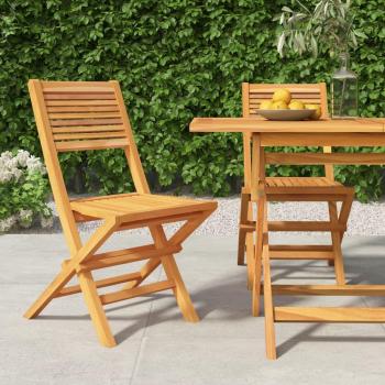 vidaXL Folding Teak Garden Chairs Set of 2, Solid Wood, 47x62x90 cm