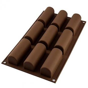 Molde de Silicona para Midi Bûche, 9 Cavidades, Antiadherente, 84 x 32 mm, Hecho en Italia