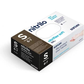 Guantes de Nitrilo Santex Nitriflex Soft Pack Talla S - 100 unidades - AQL 1.5 - 3 gramos - Sin Polvo - Libre de Latex - No Esteriles - Color Azul