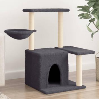 Árbol rascador para gatos con postes de sisal gris oscuro 83 cm