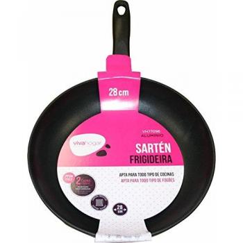 SARTEN COCINA VIVAHOGAR ANTIADHERENTE TEFLON INDUCCION ALUMINIO FORJADO ESMALTADO 28CM VH77096